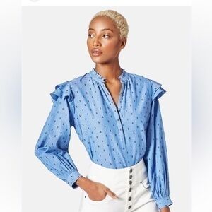 Joie Idonia Ruffle Sleeve Peasant Cotton Blouse